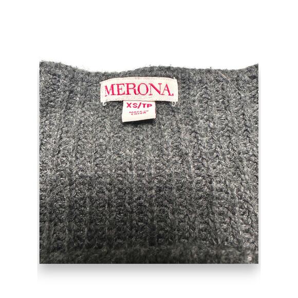 Merona Charcoal Ribbed Waffle Knit Sweater With Scoop Neck Size XS - Picture 2 of 9